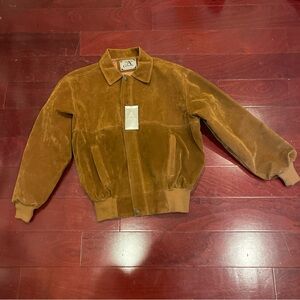 Armani Collezioni Tan Suede Bomber Jacket